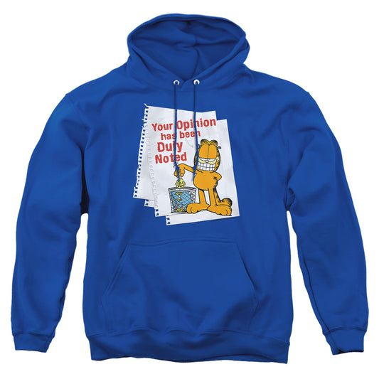 Garfield - Duly Noted - Adult Pull-over Hoodie - Royal Blue