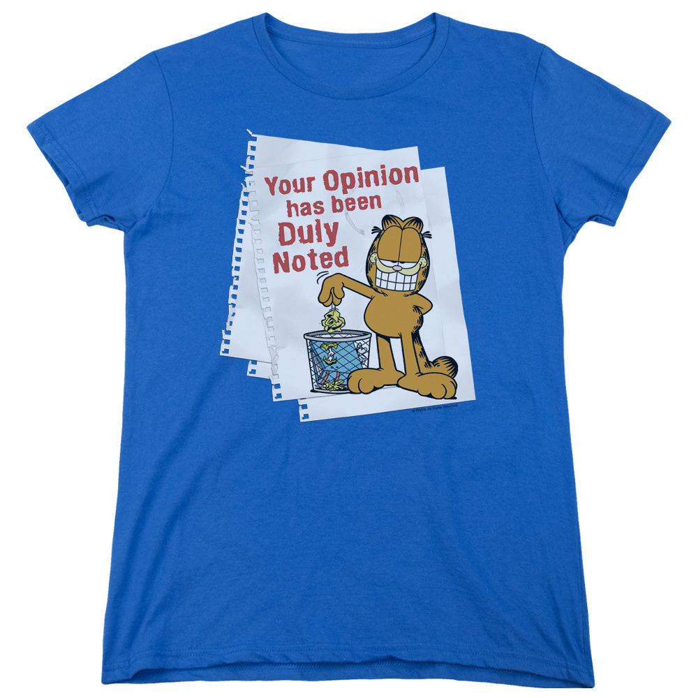 Garfield - Duly Noted - Short Sleeve Womens Tee - Royal Blue T-shirt