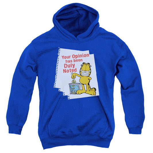 Garfield - Duly Noted - Youth Pull-over Hoodie - Royal