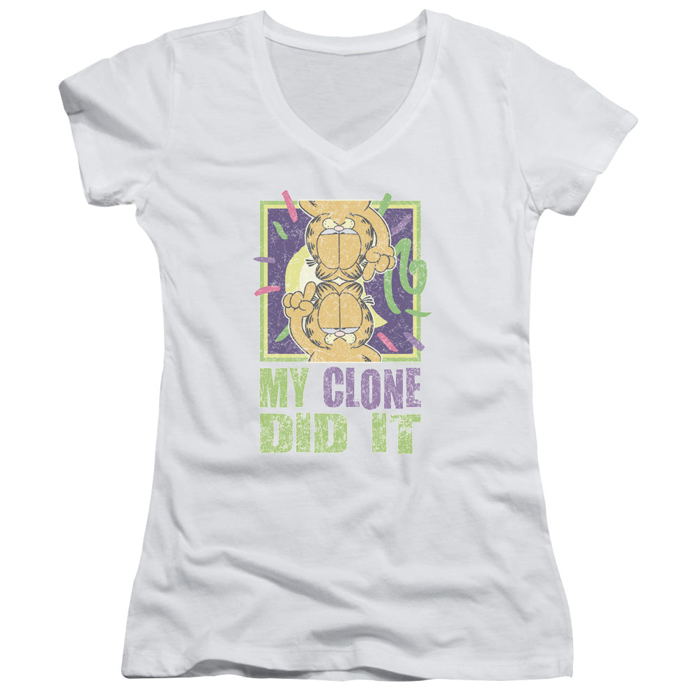 Garfield My Clone Did It - Junior V-neck - White