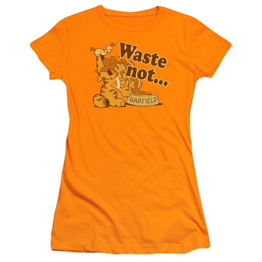 Garfield - Waste Not - Short Sleeve Junior Sheer - Orange T-shirt