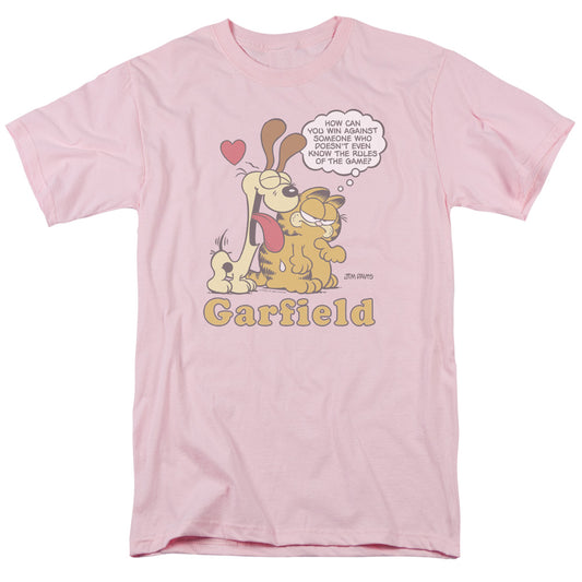 Garfield - Cant Win - Short Sleeve Adult 18/1 - Pink T-shirt