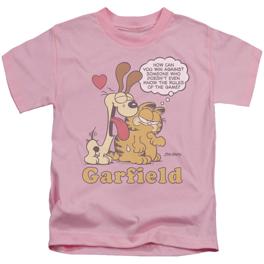 Garfield - Cant Win - Short Sleeve Juvenile 18/1 - Pink T-shirt