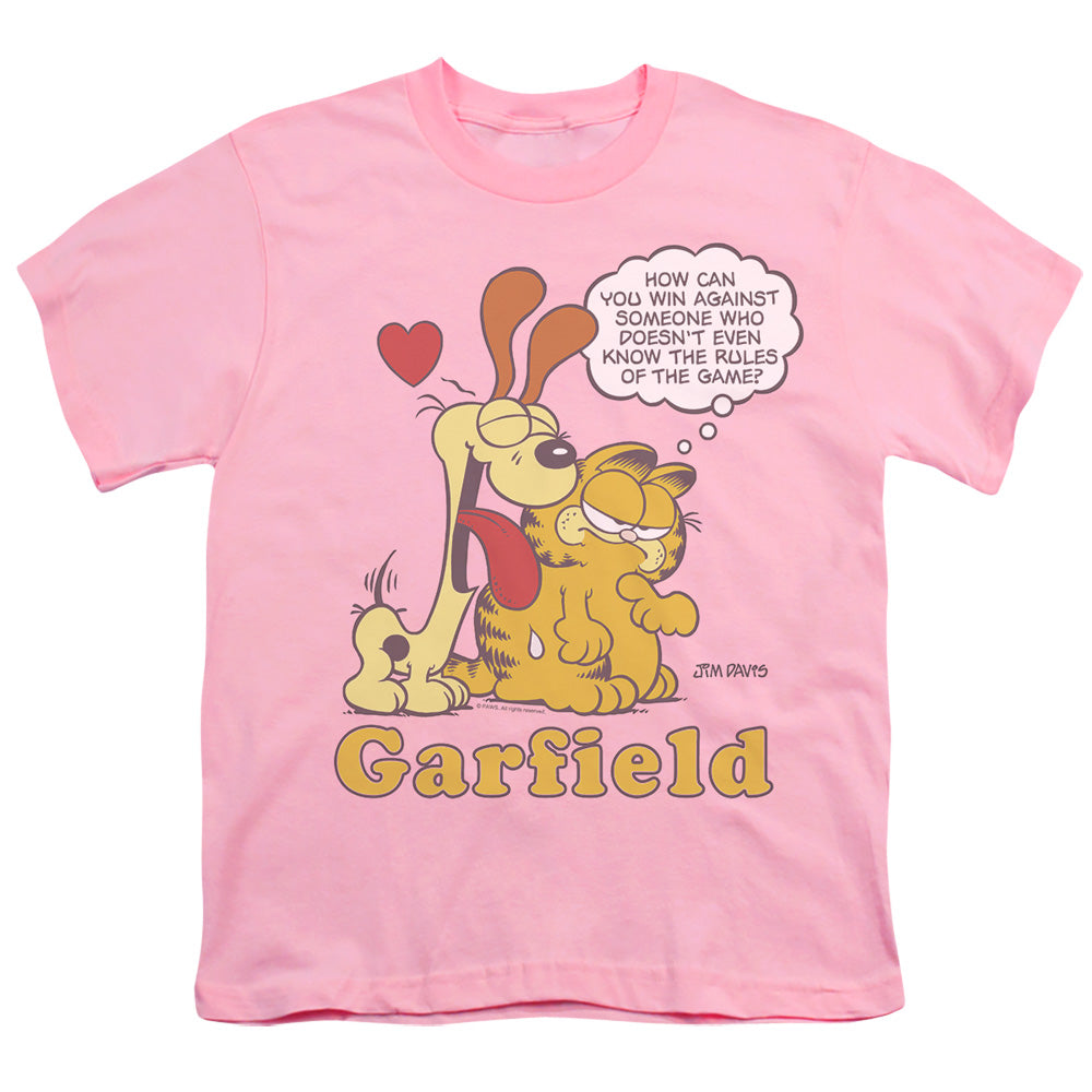 Garfield - Cant Win - Short Sleeve Youth 18/1 - Pink T-shirt