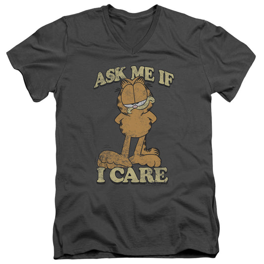 GARFIELD ASK ME - S/S ADULT V-NECK - CHARCOAL T-Shirt