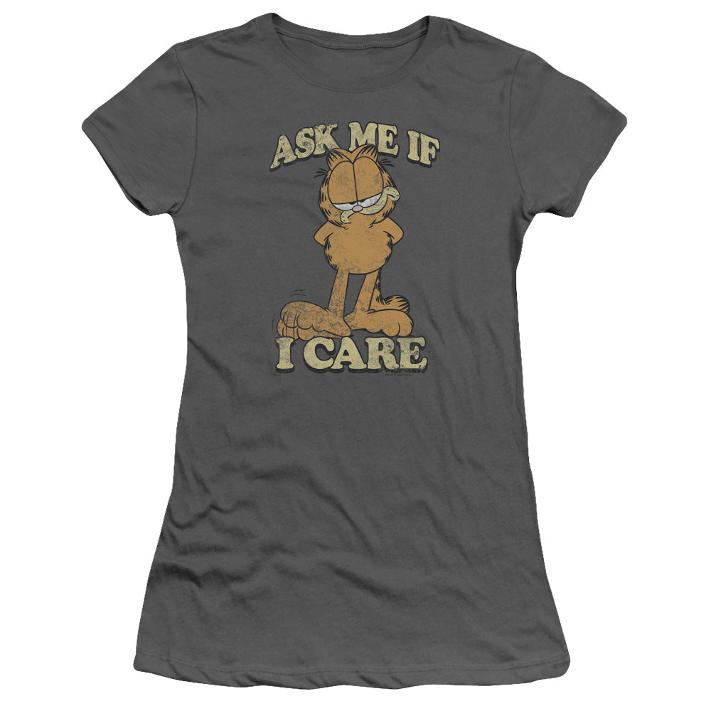 Garfield - Ask Me - Short Sleeve Junior Sheer - Charcoal T-shirt