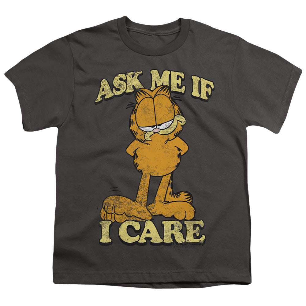 Garfield - Ask Me - Short Sleeve Youth 18/1 - Charcoal T-shirt