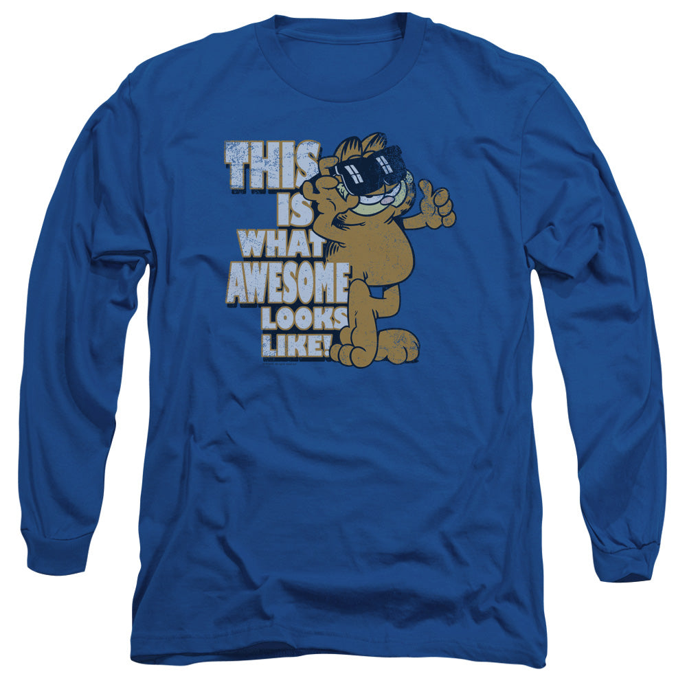 Garfield - Awesome - Long Sleeve Adult 18/1 - Royal Blue T-shirt