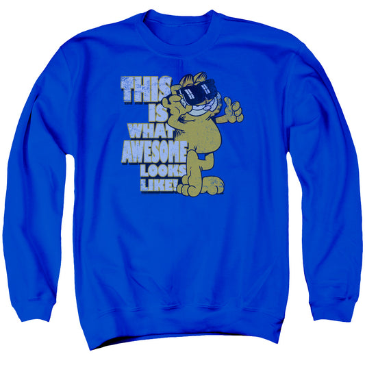 Garfield - Awesome - Adult Crewneck Sweatshirt - Royal Blue