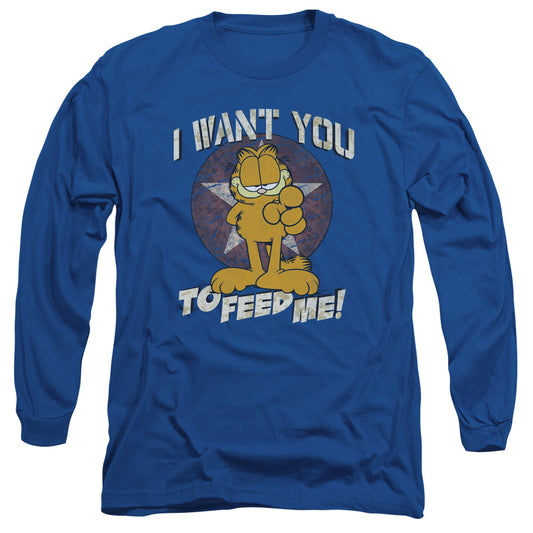 Garfield - I Want You - Long Sleeve Adult 18/1 - Royal Blue T-shirt