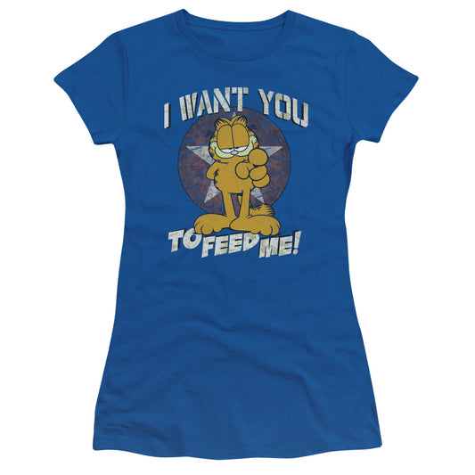 Garfield - I Want You - Short Sleeve Junior Sheer - Royal Blue T-shirt