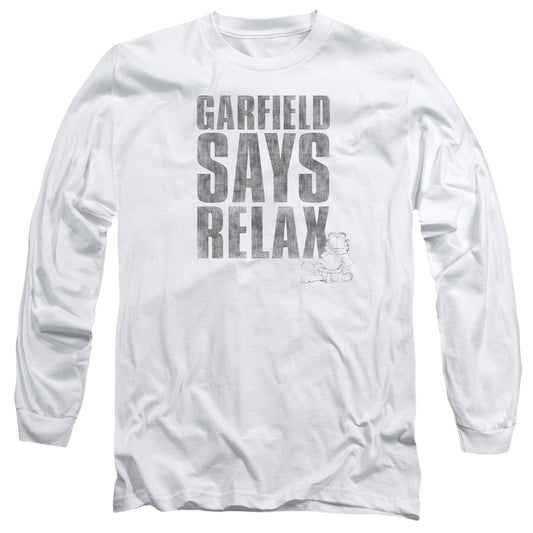 Garfield - Relax - Long Sleeve Adult 18/1 - White T-shirt