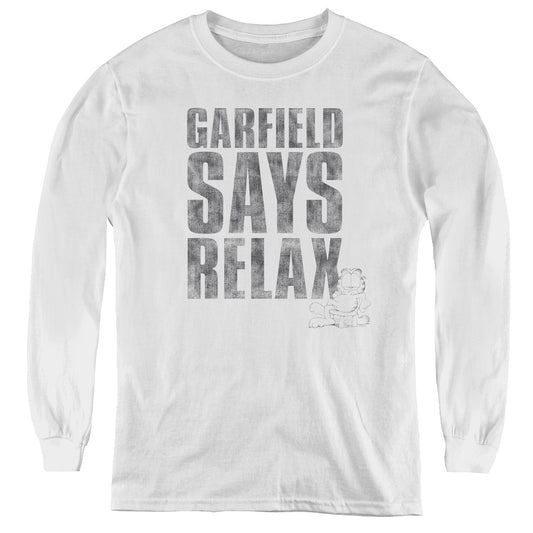 Garfield - Relax - Youth Long Sleeve Tee - White