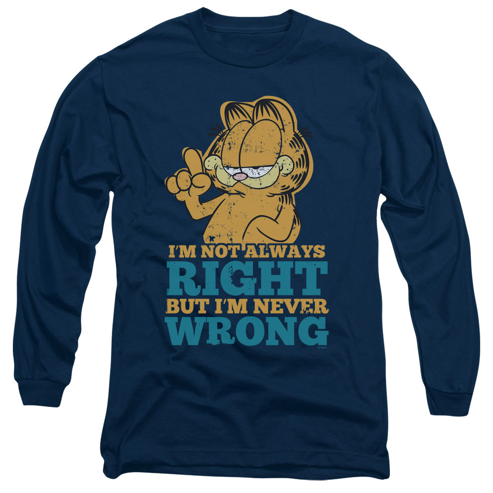 GARFIELD NEVER WRONG - L/S ADULT 18/1 - NAVY T-Shirt