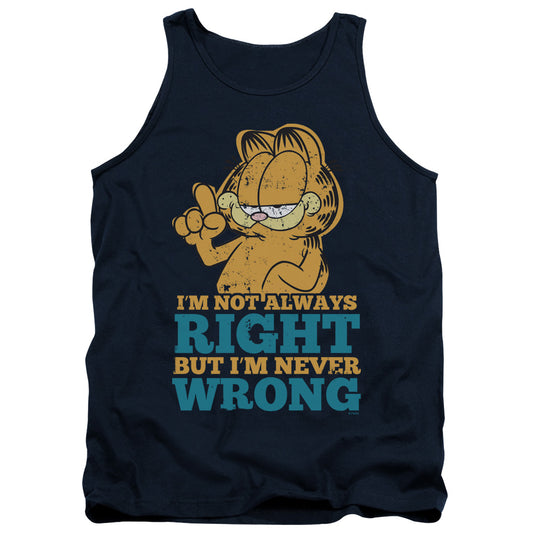 Garfield - Never Wrong - Adult Tank - Navy