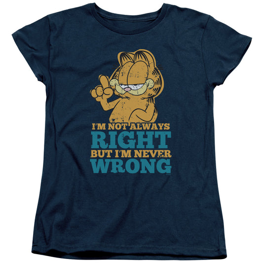 Garfield - Never Wrong - Short Sleeve Womens Tee - Navy T-shirt