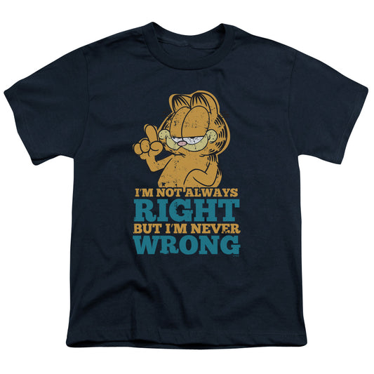 GARFIELD NEVER WRONG - S/S YOUTH 18/1 - NAVY T-Shirt