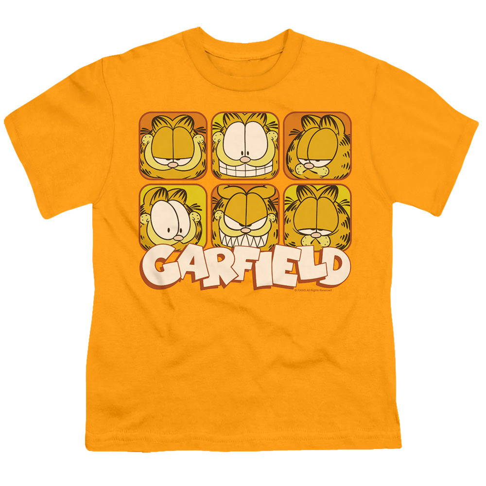 Garfield - Many Faces - Short Sleeve Youth 18/1 - Gold T-shirt