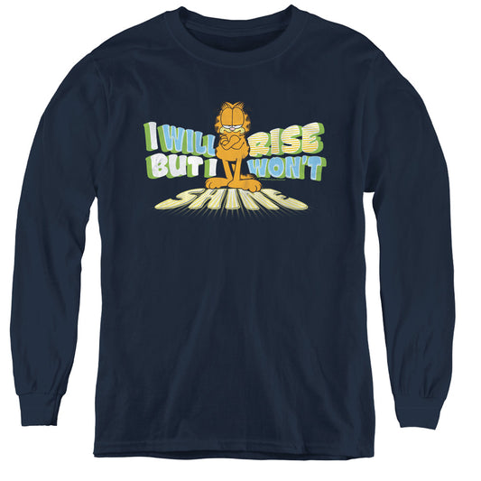 Garfield - Rise Not Shine - Youth Long Sleeve Tee - Navy