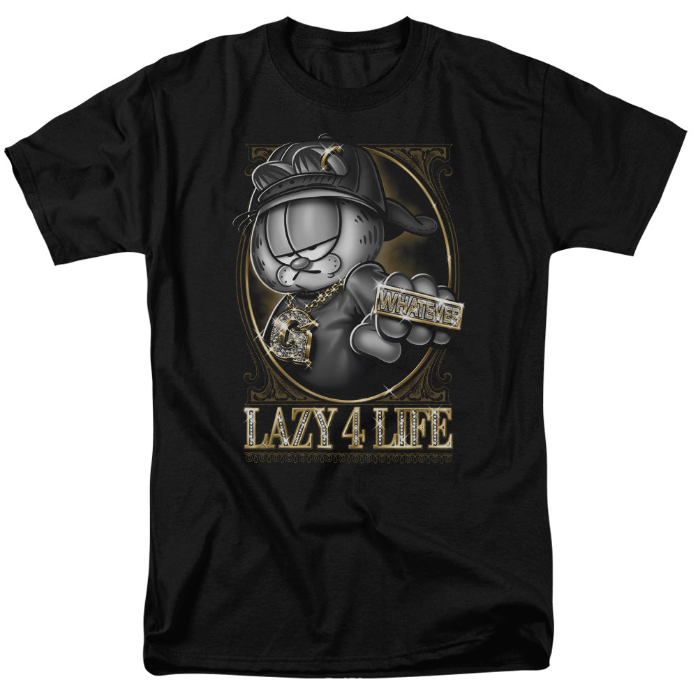 Garfield - Lazy 4 Life - Short Sleeve Adult 18/1 - Black T-shirt