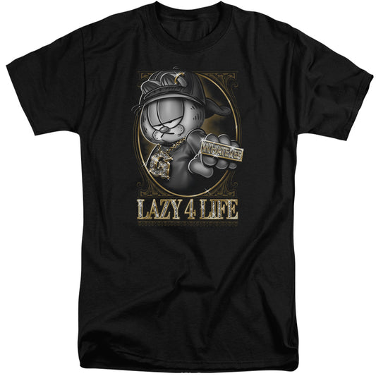 Garfield - Lazy 4 Life - Short Sleeve Adult Tall - Black T-shirt