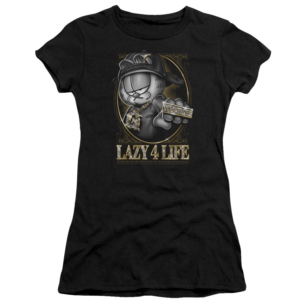Garfield - Lazy 4 Life - Short Sleeve Junior Sheer - Black T-shirt