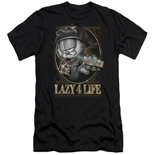 Garfield - Lazy 4 Life - Short Sleeve Adult 30/1 - Black T-shirt
