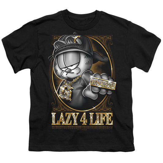 Garfield - Lazy 4 Life - Short Sleeve Youth 18/1 - Black T-shirt