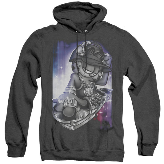 Garfield - Dj Lazy - Adult Heather Hoodie - Black
