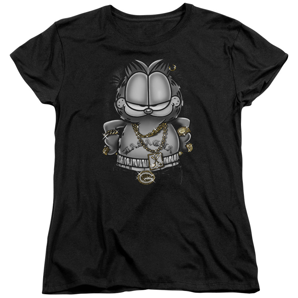 Garfield - Lasagna For Life - Short Sleeve Womens Tee - Black T-shirt
