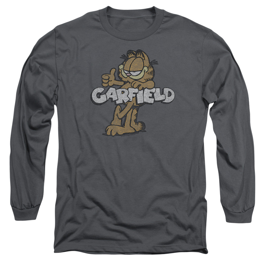 Garfield - Retro Garf - Long Sleeve Adult 18/1 - Charcoal T-shirt