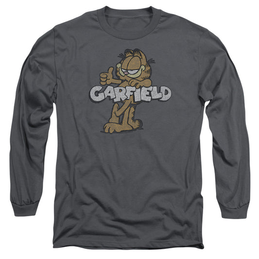 Garfield - Retro Garf - Long Sleeve Adult 18/1 - Charcoal T-shirt