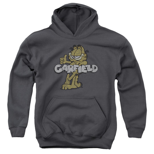 Garfield Retro Garf-youth Pull-over Hoodie - Charcoal