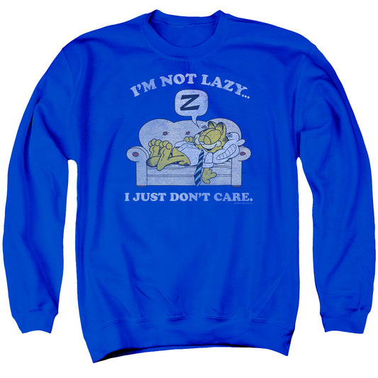 Garfield - Not Lazy - Adult Crewneck Sweatshirt - Royal Blue