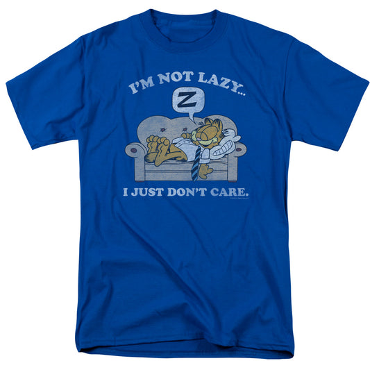 Garfield - Not Lazy - Short Sleeve Adult 18/1 - Royal Blue T-shirt