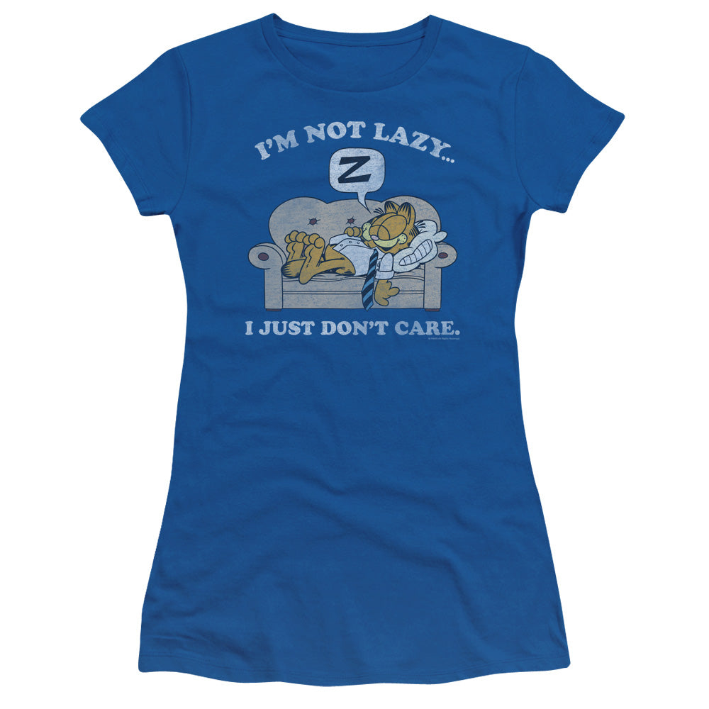 Garfield - Not Lazy - Short Sleeve Junior Sheer - Royal Blue T-shirt