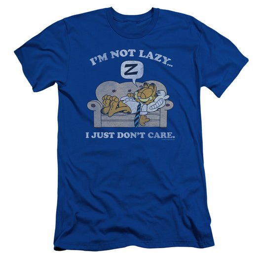Garfield - Not Lazy - Short Sleeve Adult 30/1 - Royal Blue T-shirt