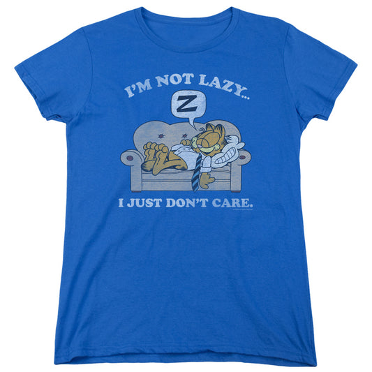 Garfield - Not Lazy - Short Sleeve Womens Tee - Royal Blue T-shirt