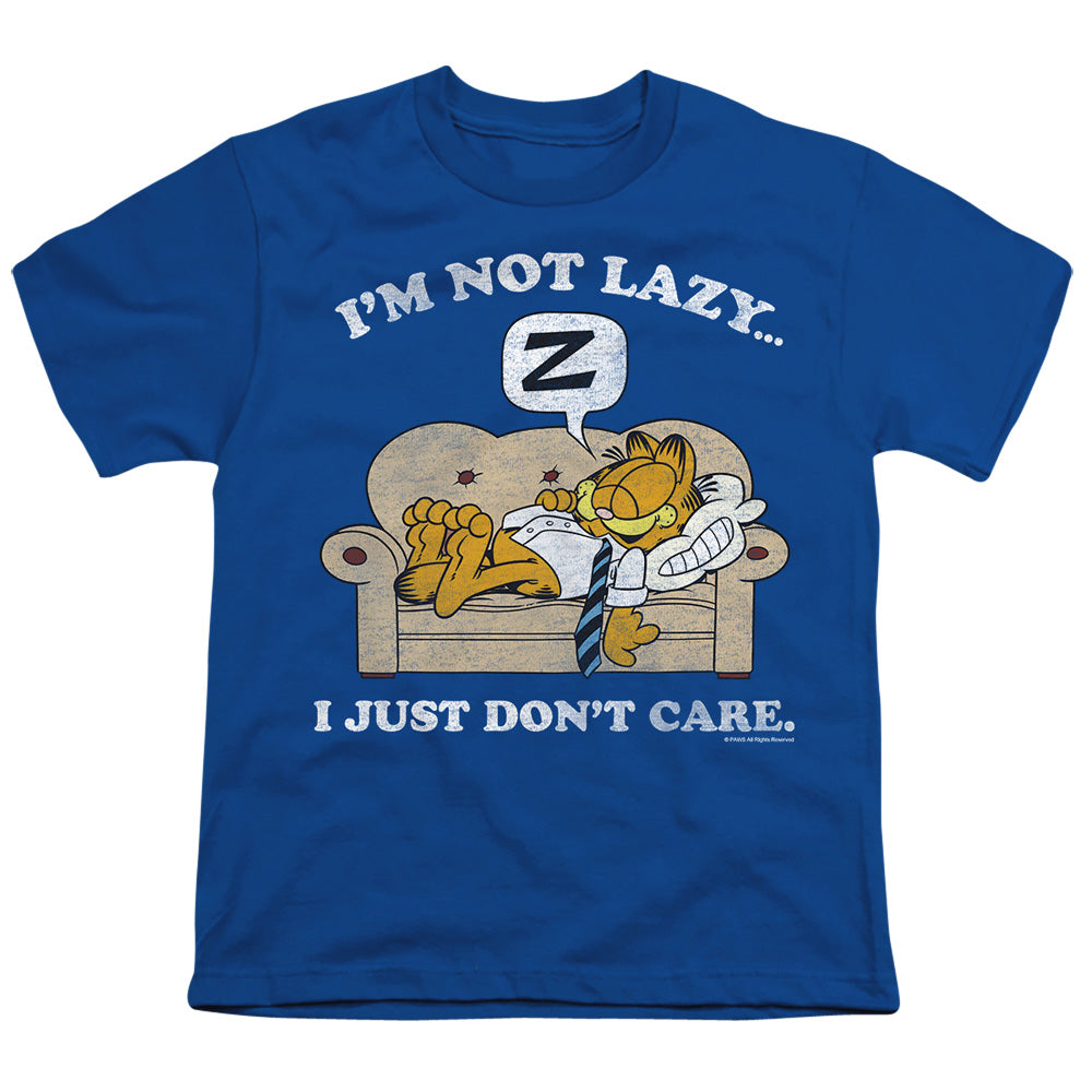 Garfield - Not Lazy - Short Sleeve Youth 18/1 - Royal Blue T-shirt