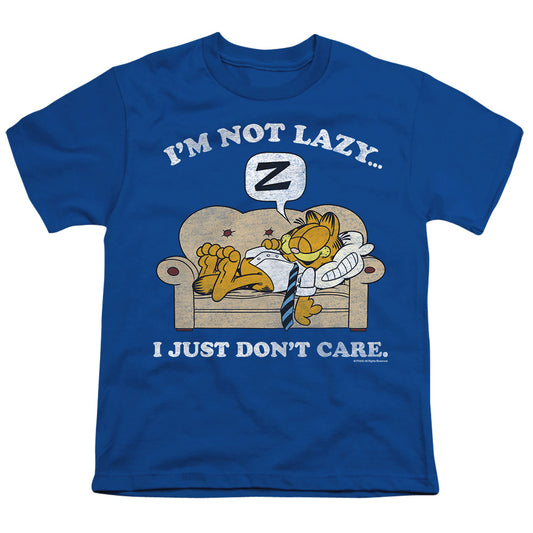 Garfield - Not Lazy - Short Sleeve Youth 18/1 - Royal Blue T-shirt