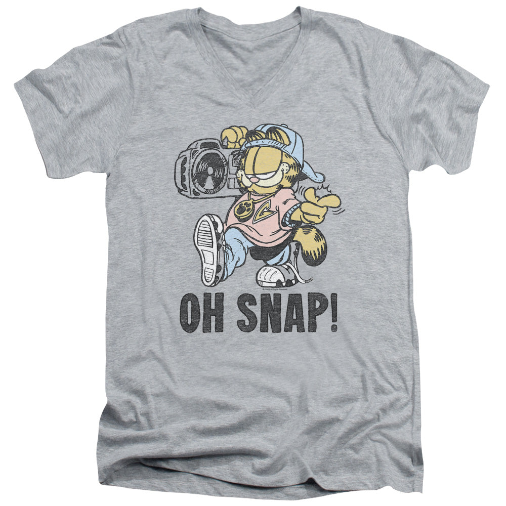 Garfield - Oh Snap - Short Sleeve Adult V-neck - Athletic Heather T-shirt