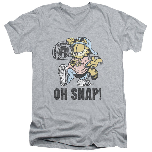 Garfield - Oh Snap - Short Sleeve Adult V-neck - Athletic Heather T-shirt