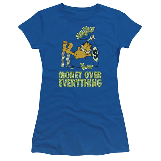 Garfield - Money Is Everything - Short Sleeve Junior Sheer - Royal Blue T-shirt