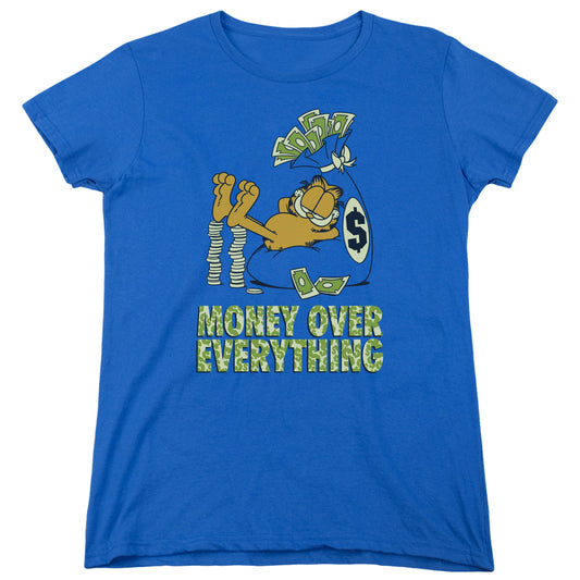 Garfield - Money Is Everything - Short Sleeve Womens Tee - Royal Blue T-shirt