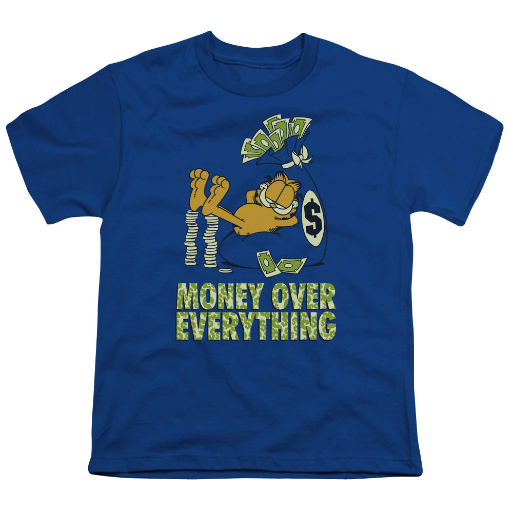 Garfield - Money Is Everything - Short Sleeve Youth 18/1 - Royal Blue T-shirt