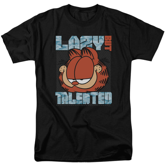 Garfield - Lazy But Talented - Short Sleeve Adult 18/1 - Black T-shirt