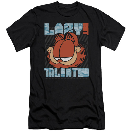 Garfield - Lazy But Talented - Short Sleeve Adult 30/1 - Black T-shirt