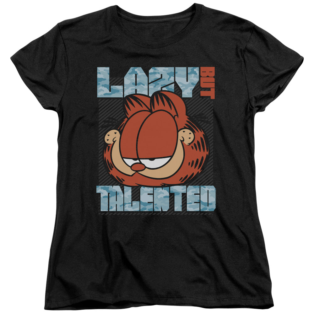 GARFIELD LAZY BUT TALENTED - S/S WOMENS TEE - BLACK T-Shirt