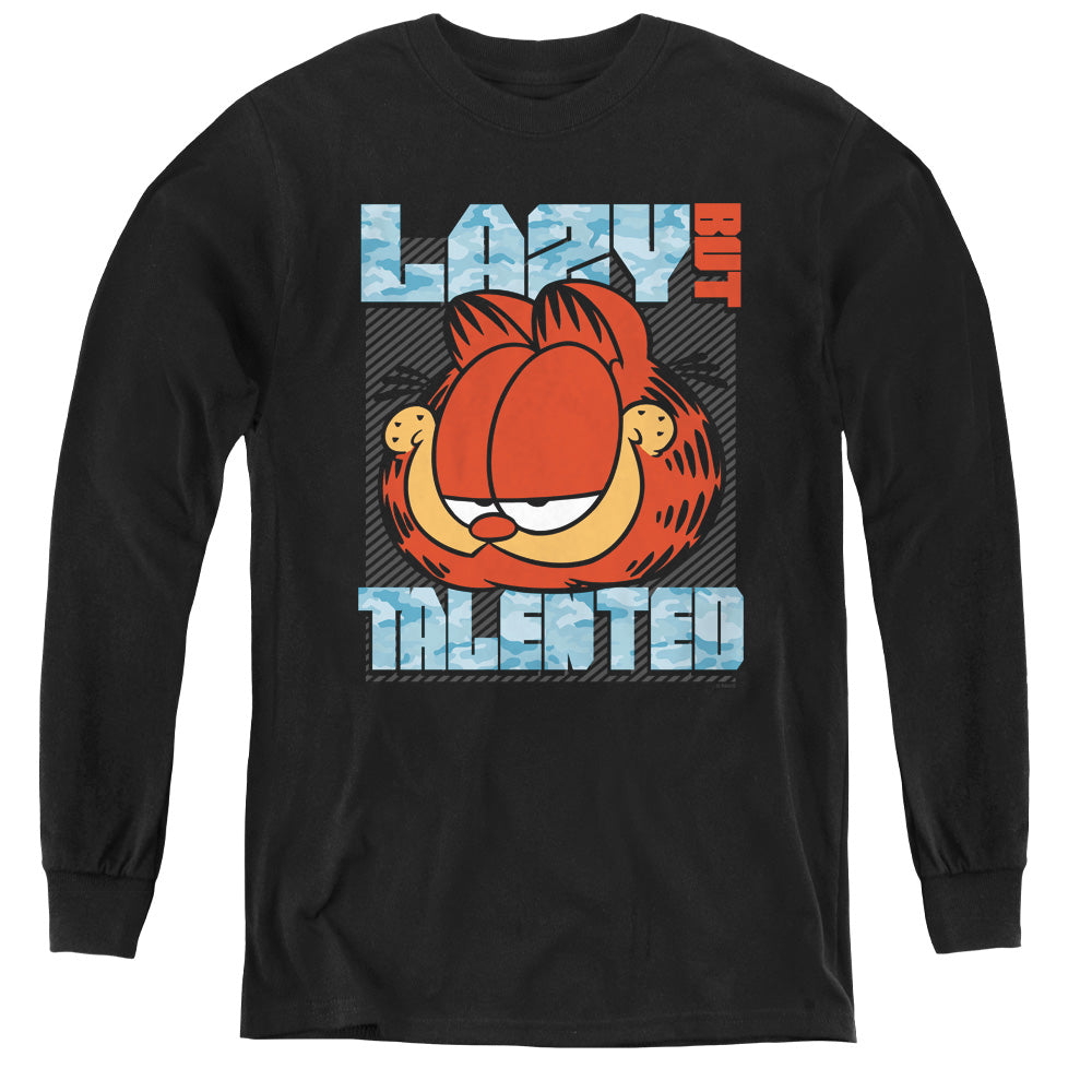 Garfield - Lazy But Talented - Youth Long Sleeve Tee - Black