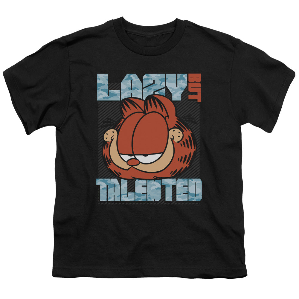 Garfield - Lazy But Talented - Short Sleeve Youth 18/1 - Black T-shirt